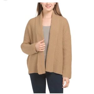 JOIE 2 - Ply 100% Cashmere Beige Camel Thick Open Face Cardigan - Size M